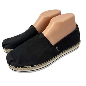 Bobs from Skechers Women's 9 Black Canvas Espadrille Slip-On Memory Foam Flat